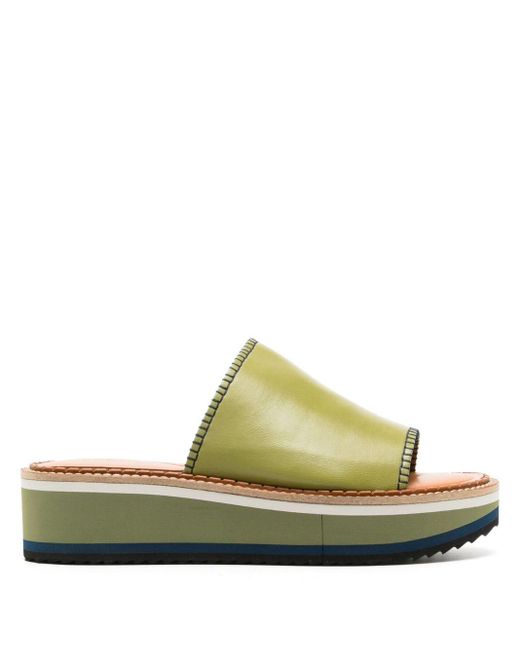 Robert Clergerie Green Fast Leather Mules