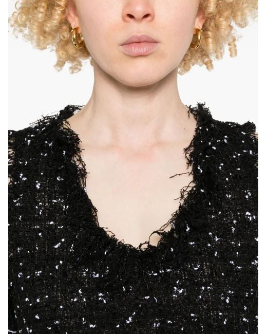 Balmain Black Tweed-Trägershirt