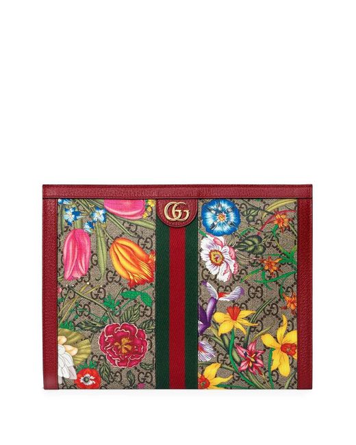 Gucci Multicolor Ophidia GG Floral Clutch Bag