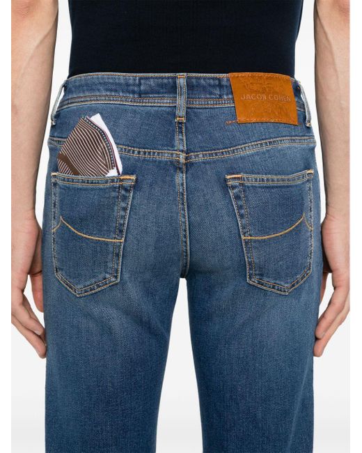 Jacob Cohen Blue Scott Mid-rise Slim-fit Jeans for men