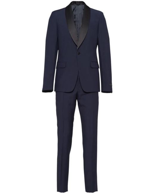 Prada Blue Single-Breasted Wool-Mohair Tuxedo for men