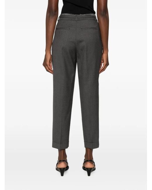 Peserico Gray Pleated Belted Trousers
