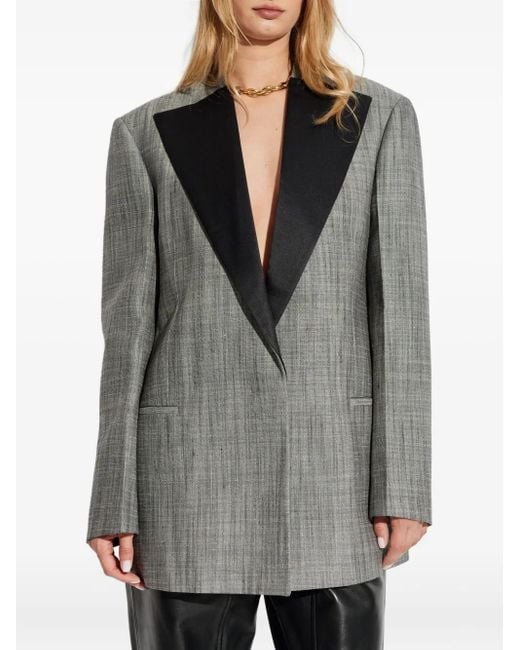Jil Sander Gray Satin-Lapel Checked Jacket