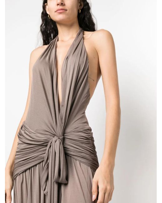 Blumarine Natural Halterneck Backless Gown