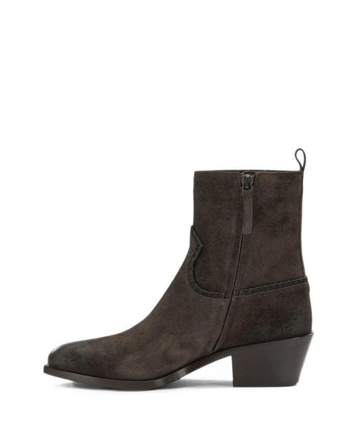 Sartore Brown Suede Western-Style Ankle Boots
