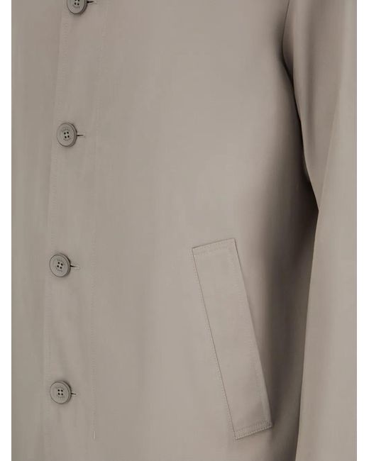 Herno Gray Welt-Pockets Button Coat for men