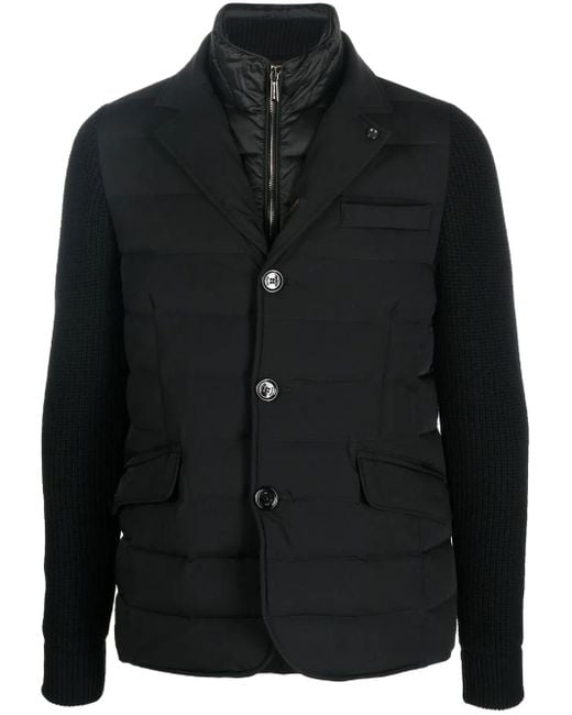 Moorer Black Button-Up Padded Down Jacket for men