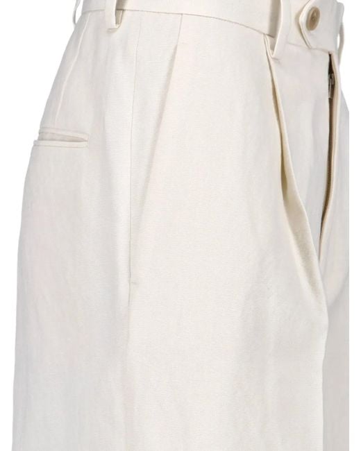 Auralee White Pantalon De Costume À Plis