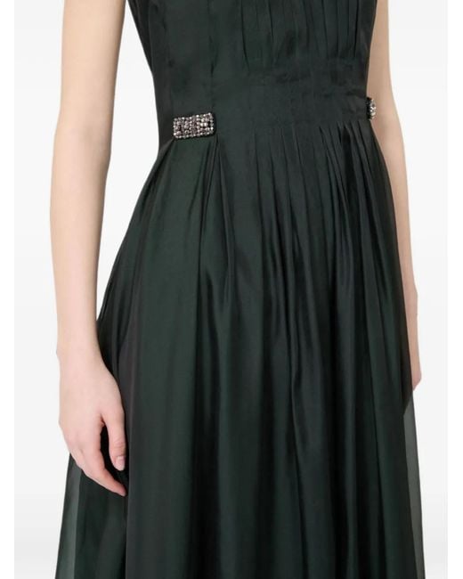 Max Mara Black Crystal-Embellished Pleated Midi Dress