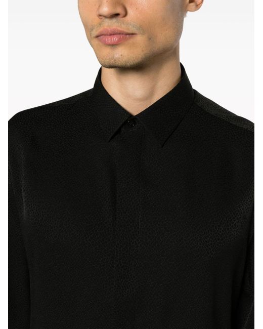 メンズ Saint Laurent ロングスリーブ シルクシャツ Black