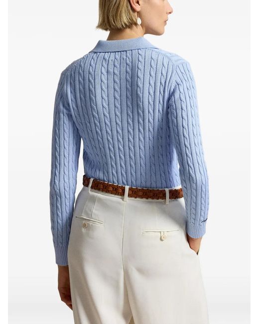 Polo Ralph Lauren Blue Wimbledon Cable Embroidered Polo Sweater