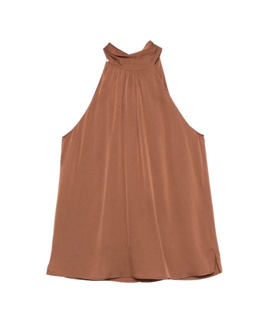 Silk95five Brown Villete Halterneck Blouse