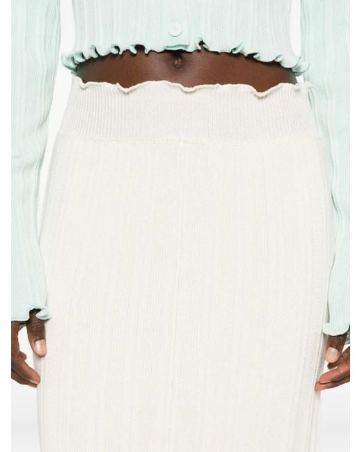 Jil Sander White Asymmetric Midi Skirt