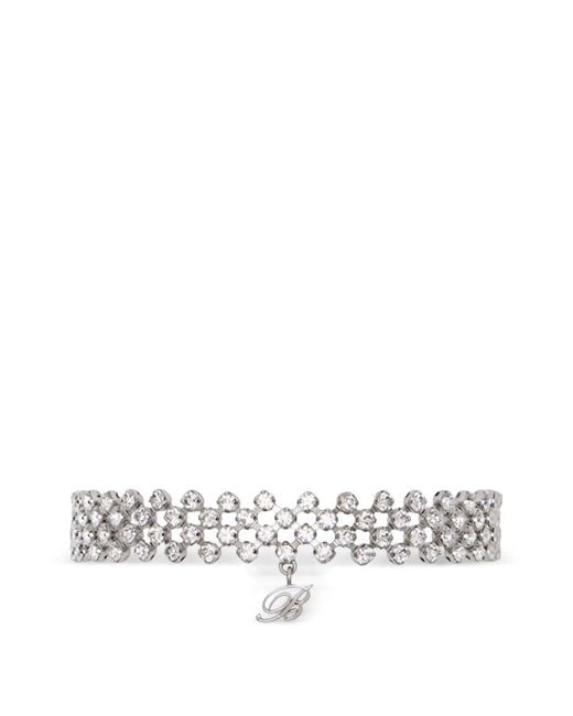 Blumarine White Logo-Pendant Choker Necklace