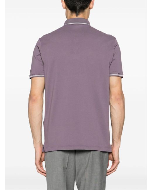 Paul & Shark Purple Logo-patch Cotton Polo Shirt for men