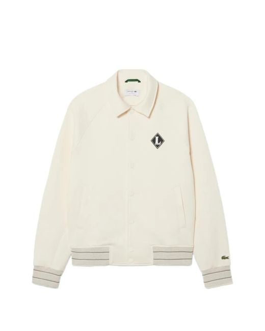 Lacoste White Veste Bomber À Détail De Logo for men