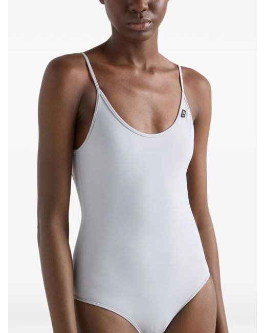 Prada Gray One-Piece Jersey Swimsuit
