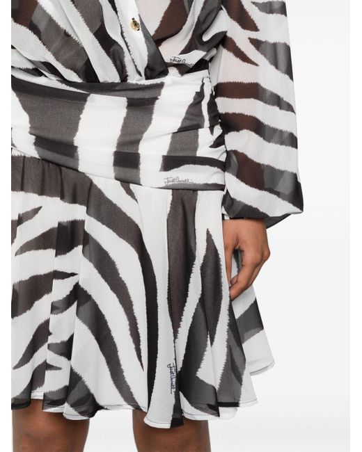 Robe courte à imprimé zébré Just Cavalli en coloris Gray