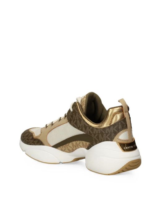 MICHAEL Michael Kors Metallic Monogram-Print Panelled Sneakers