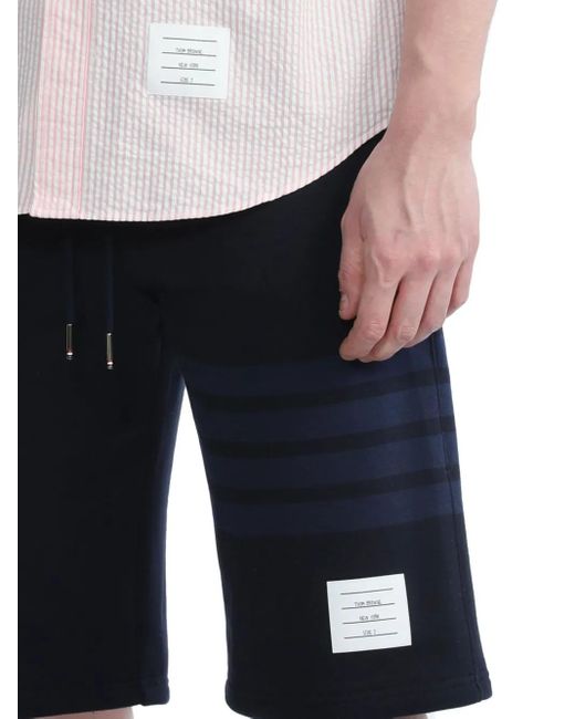 Thom Browne Blue 4-Bar Loopback Track Shorts for men