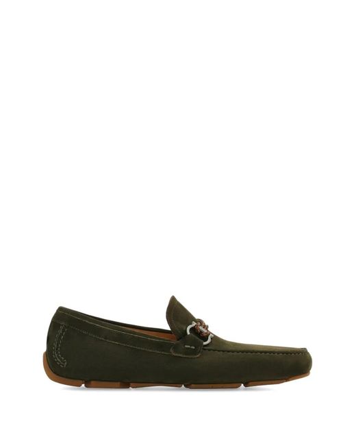 Ferragamo Green Gancini Woven-Strap Loafers for men