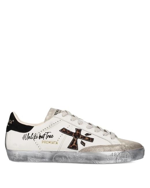 Premiata White Flat Shoes