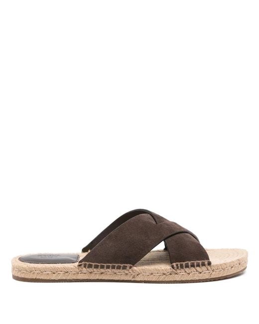 Zegna Brown Slip-On Suede Espadrilles for men