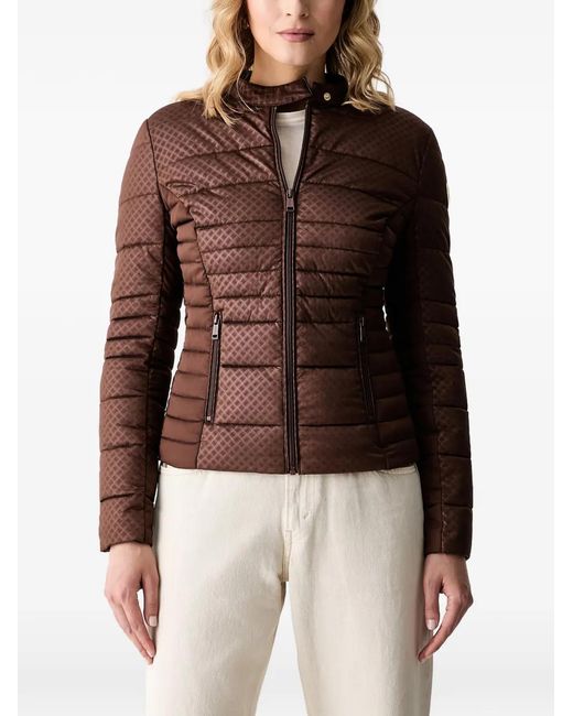 Guess Brown Quilted Logo-Patch Jacket