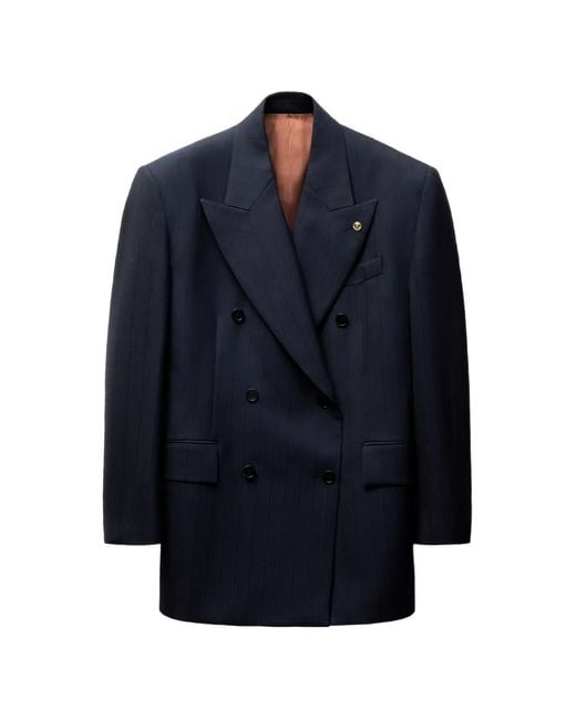 Versace Blue Pinstripe Wool Blazer