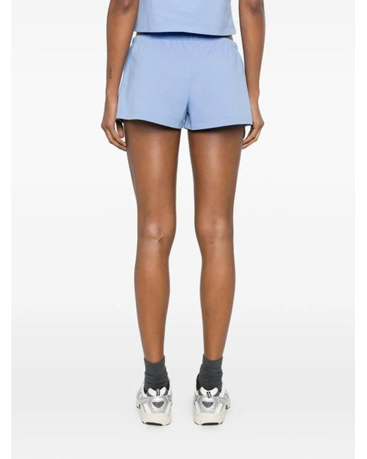 Sporty & Rich Blue Drawstring-Waist Logo-Patch Shorts