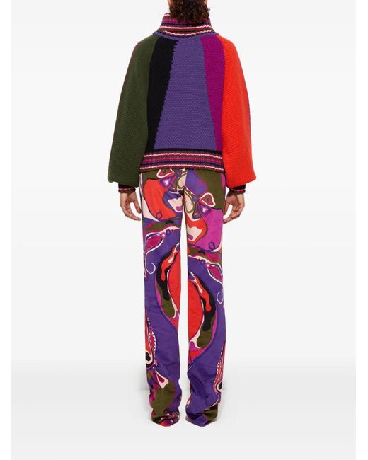 Emilio Pucci Red Color Block Sweater
