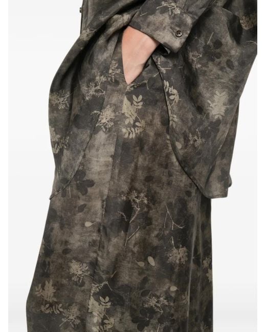 Uma Wang Brown Floral-Print Wide-Leg Trousers