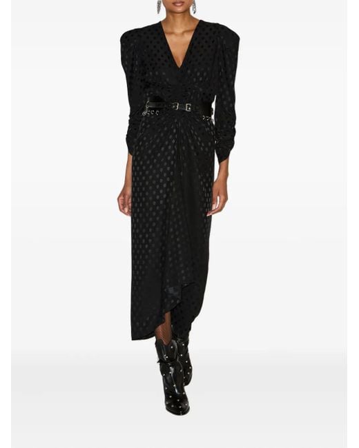 Vestido midi con motivo de lunares Isabel Marant de color Black