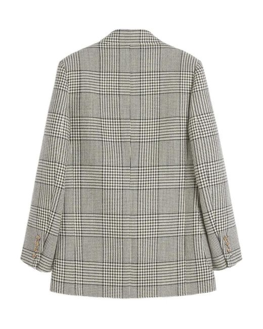 Valentino Garavani Gray Houndstooth-Pattern Virgin-Wool Blazer