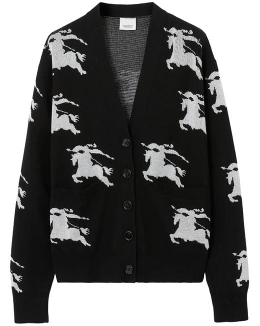 Burberry Ekd インターシャニット カーディガン Black