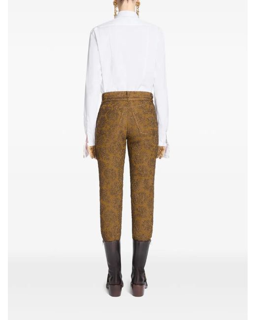 Dries Van Noten Natural Slim-Leg Jacquard Pants