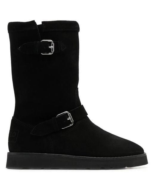 KENZO Black Buckle-Detail Suede Boots