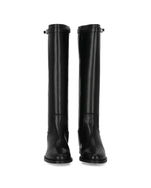 Via Roma 15 Black Leather Knee-High Boots