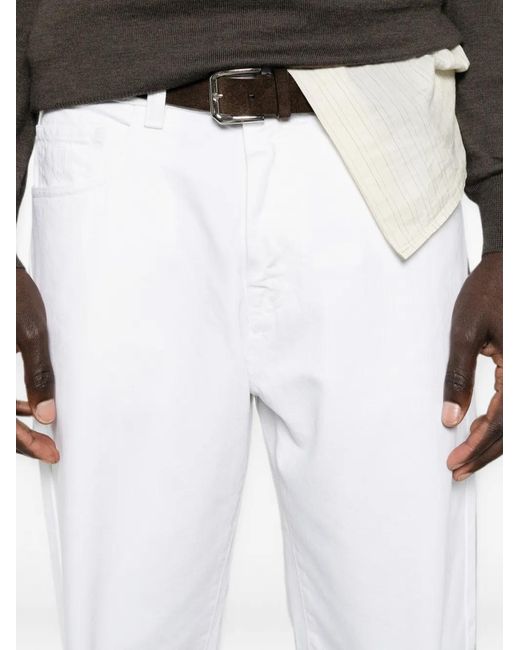 Canali White Button-Fastening Straight-Leg Jeans for men