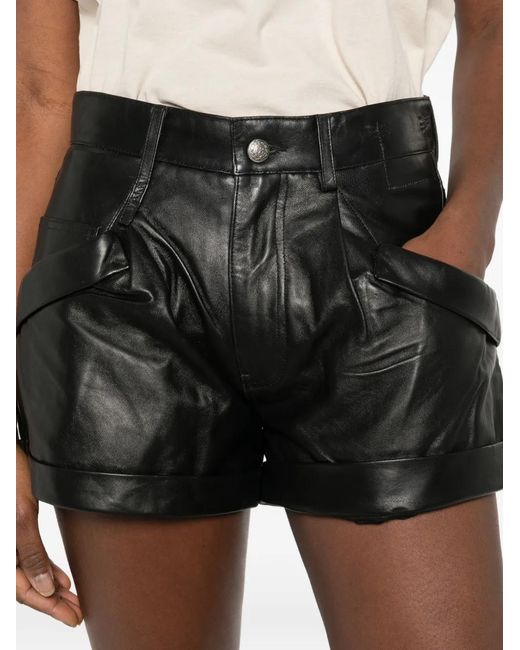 R13 Black Leather Shorts