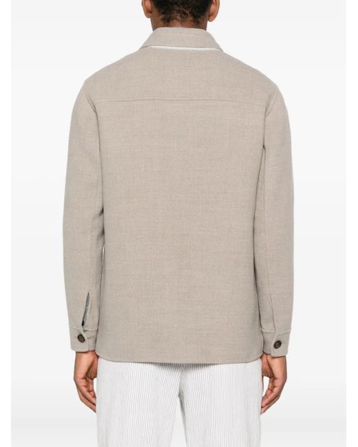 Chaqueta con bolsillo de parche y botones Eleventy de hombre de color Natural