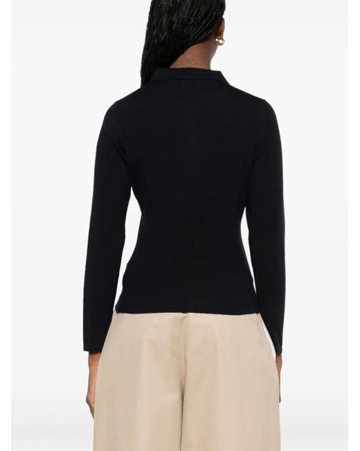Allude ファインニット ポロシャツ Black