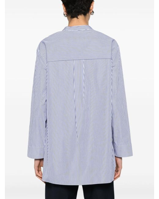 Max Mara Blue Rondine Striped Cotton Shirt