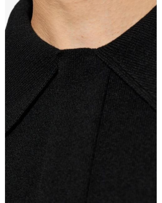 Jil Sander Black Wool Long-Sleeve Polo Shirt for men