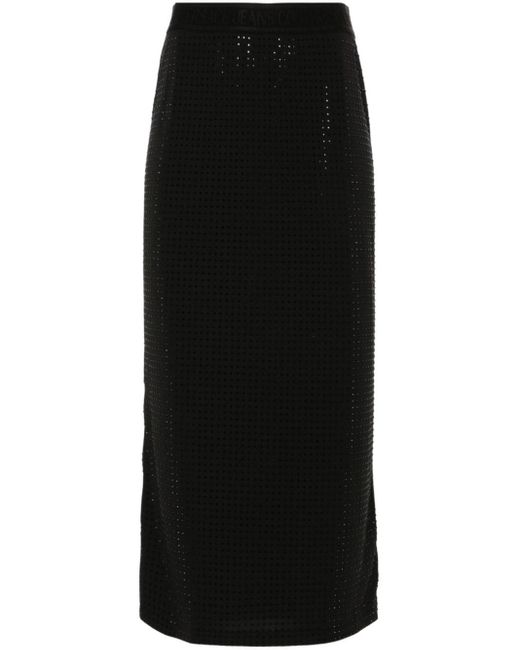 Falda midi con detalles de cristal Versace de color Black