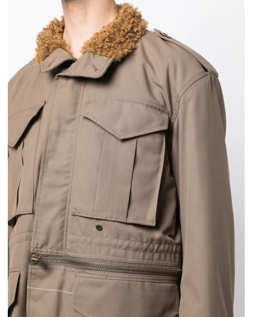 Kolor Brown Shearling-Collar Drawstring Jacket for men