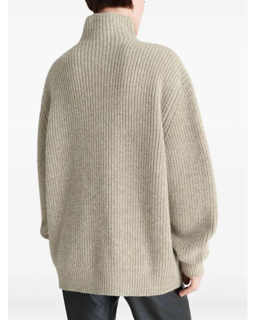 Lemaire Natural Gerippter Pullover mit Stehkragen
