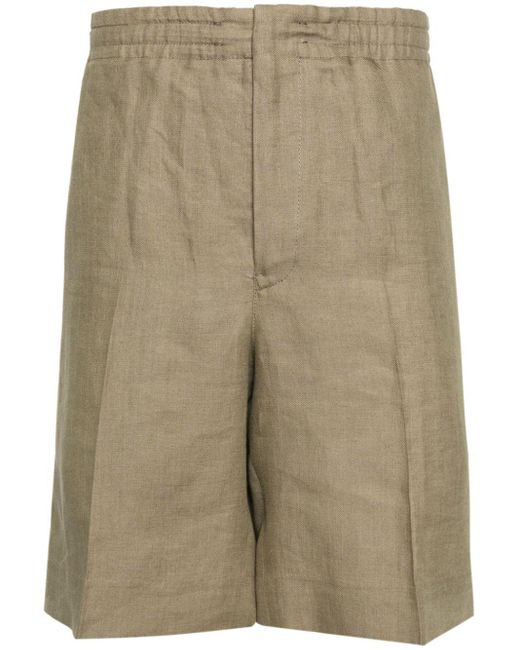Zegna Natural Pressed-crease Linen Shorts for men