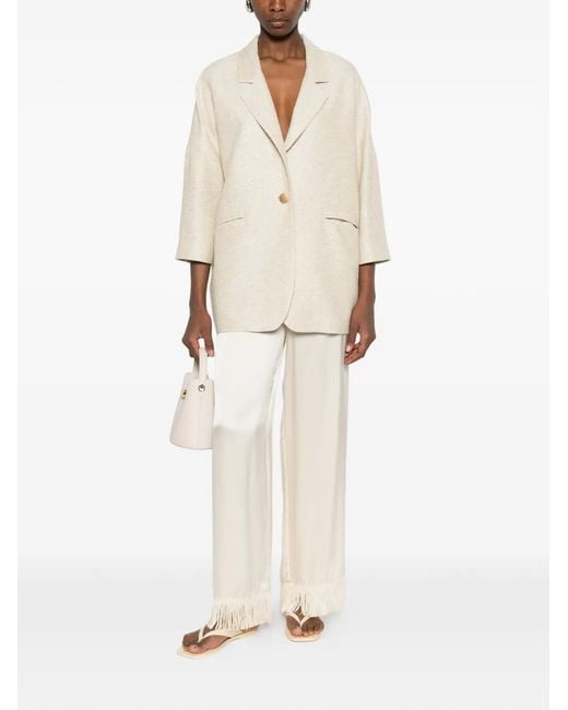 Tagliatore White Single-Breasted Three-Quarter-Sleeve Jacket