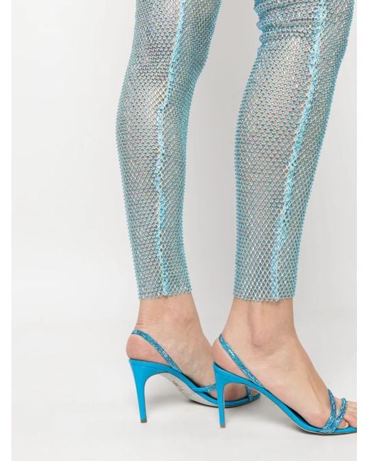 GIUSEPPE DI MORABITO Blue Metallic Fishnet Leggings